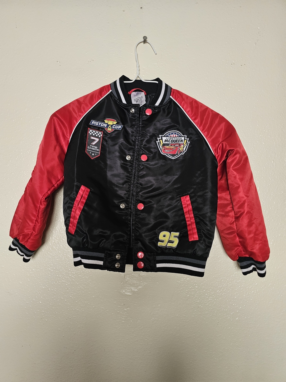 Official Disney Cars Lightning McQueen Varsity Jacket Piston Cup Kids Size 4